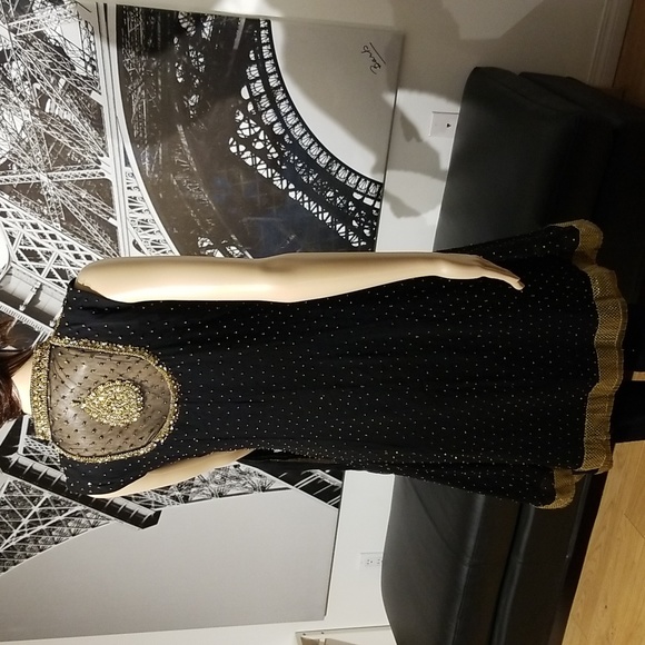 Ethnic Indian Ladies Embroidered /Beaded Formalwear Dress / Sz S-M / Bla… - Picture 7 of 17